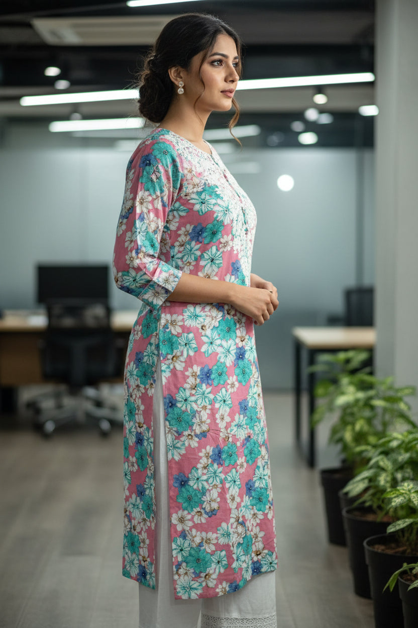 Pink Cambric Lucknowi Chikankari Formal Cordset
