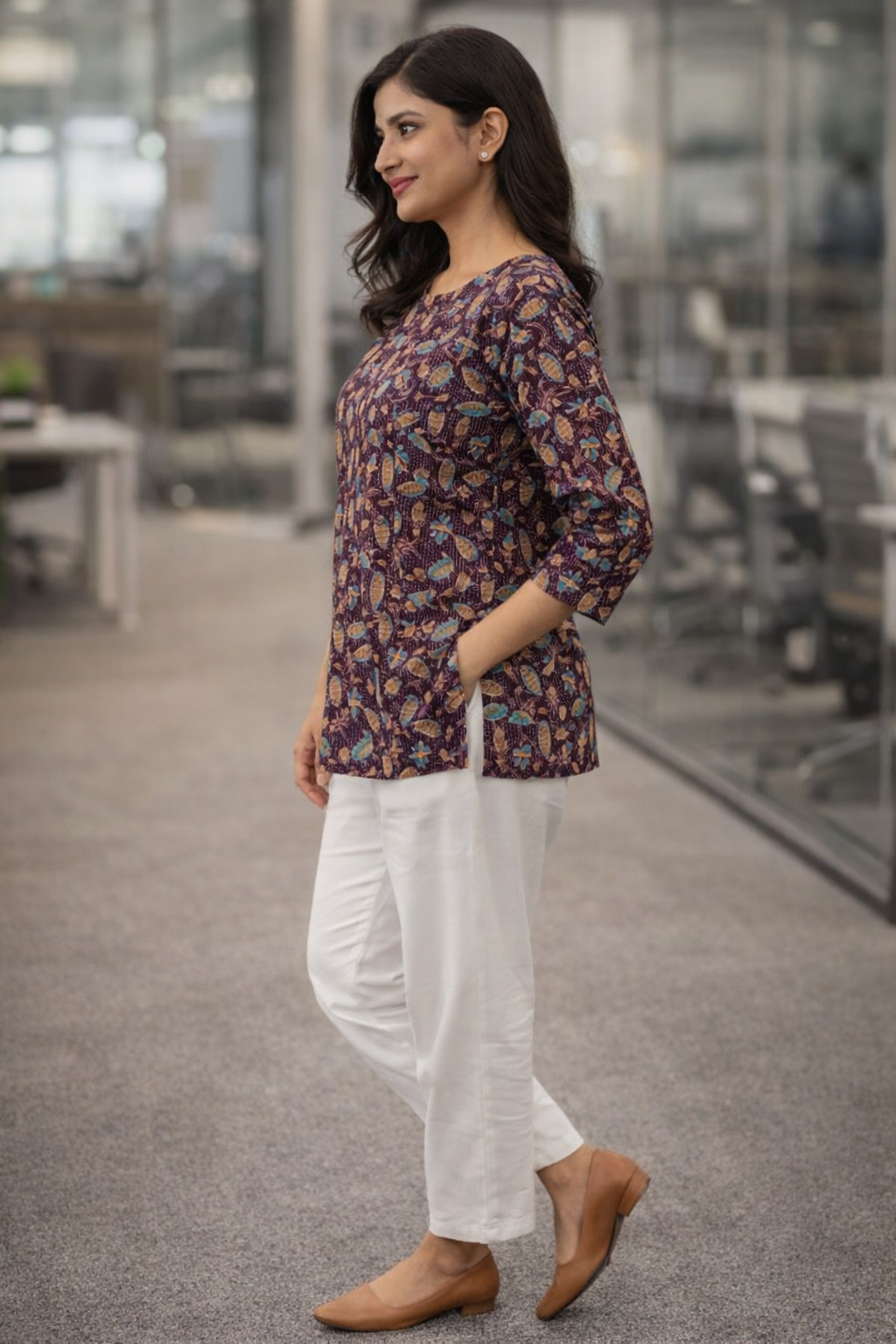 Sreeja Wine color Formal Short Kurti