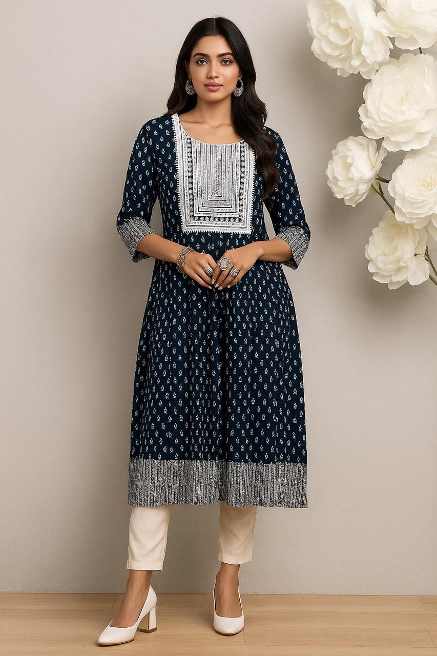 Navy Blue Color Ethnic Anarkali Gown