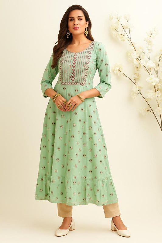 Sea Green Festive Anarkali Gown