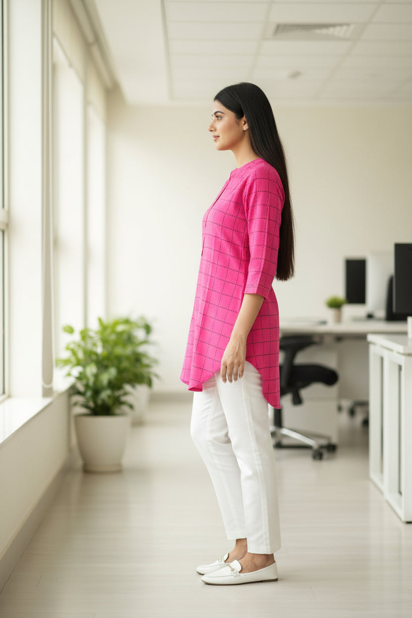 Palki Cotton checks Short Top for Formal and Casual
