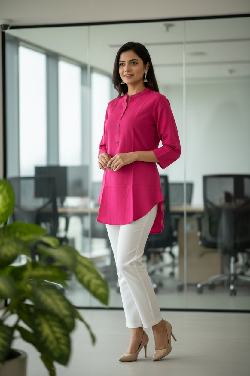 Palki Solid Formal Cotton Short Kurti