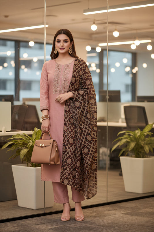 Pink Color Party Wear Premium Salwar Kameez and Dupatta