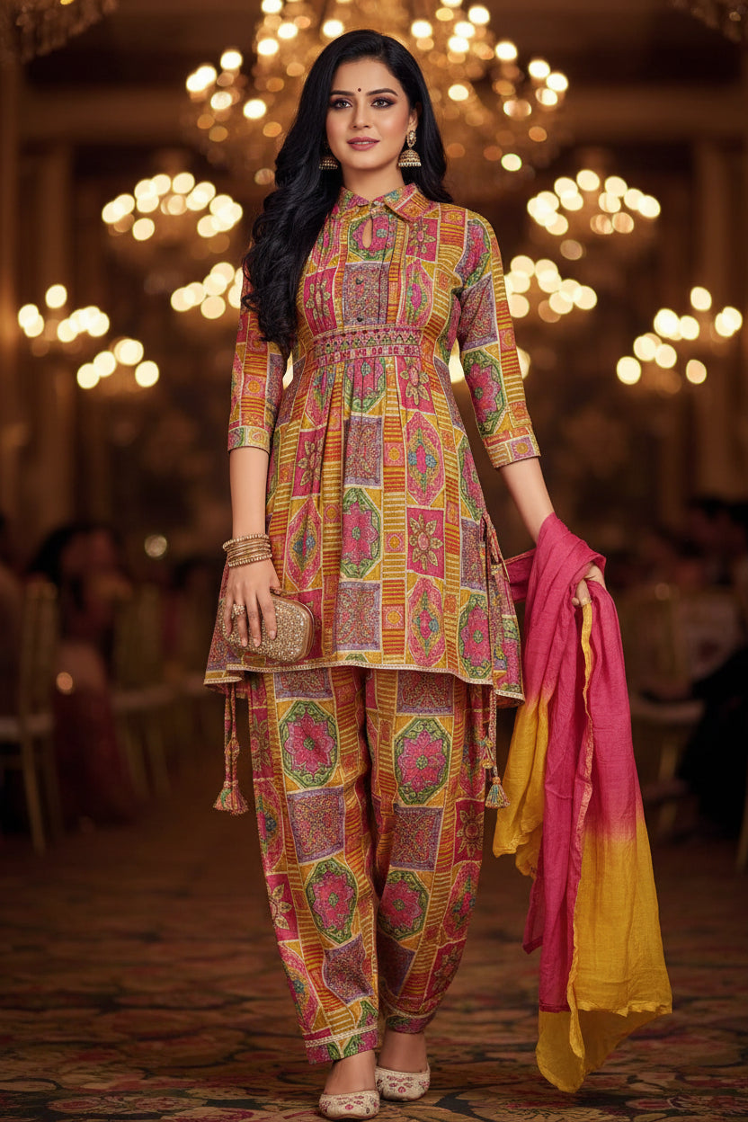 Festive Wear Multi color Stylish Salwar Kameez and Dupatta