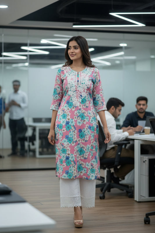 Pink Cambric Lucknowi Chikankari Formal Cordset